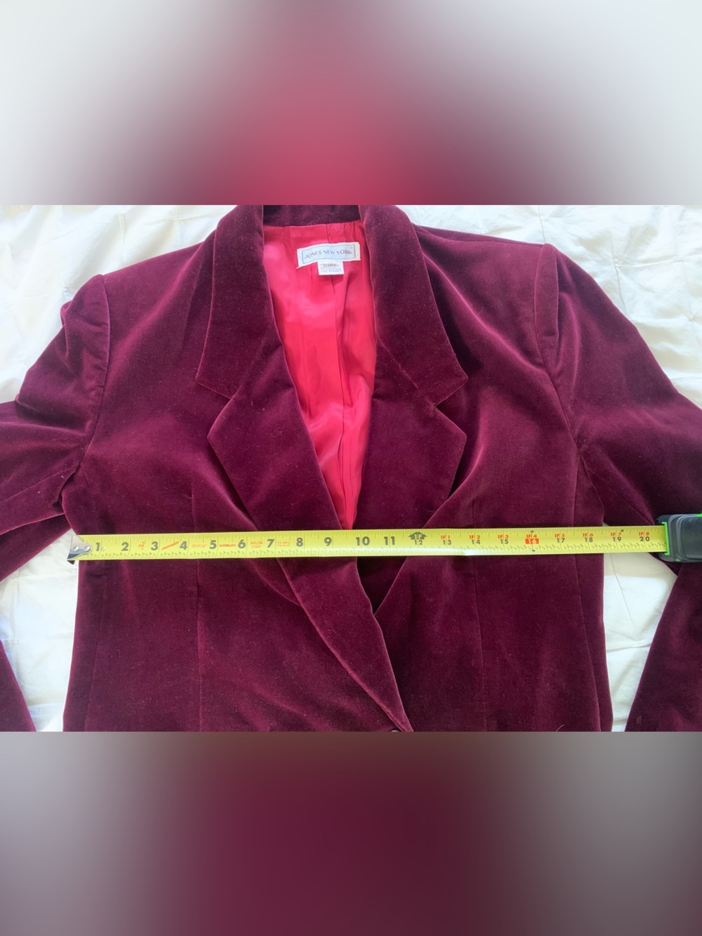 Jones New York Vintage 90s Magenta Cotton Velvet Blazer Jacket Size 10 - Picture 11 of 14